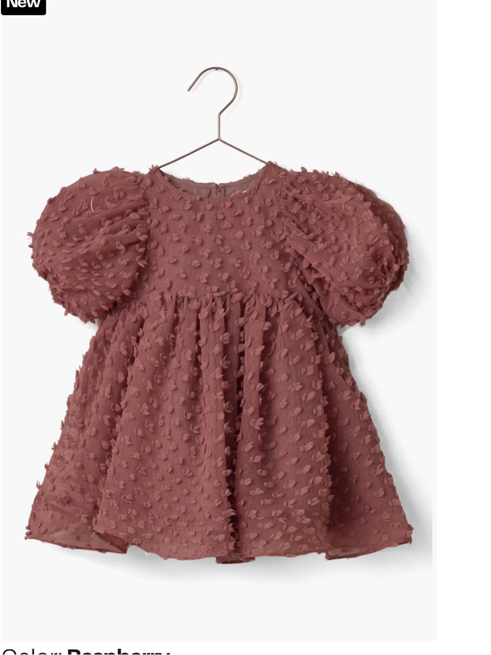 Nora Lee size 8 Kids Raspberry Puff-Sleeve Dress NWT